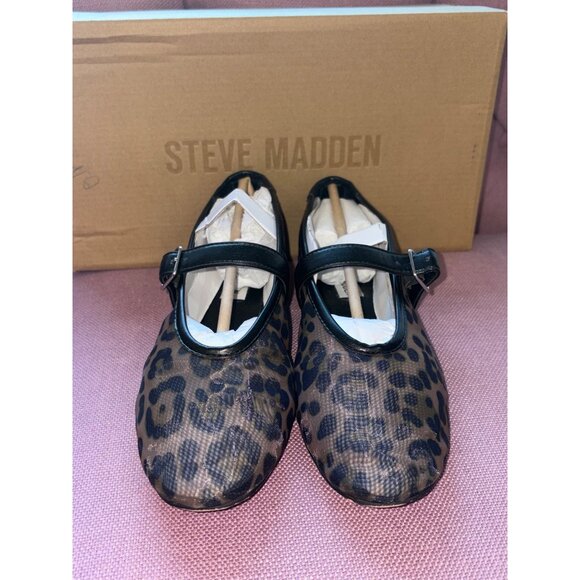 Steve Madden Dreaming Flats in Leopard Mesh Brown 6.5 With Box Womens Ballet - Picture 7 of 11